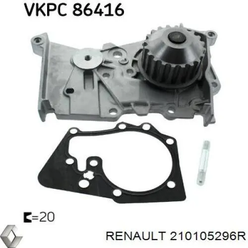 Pompa chłodząca wodna Renault (RVI) 210105296R cena, od 50,70 USD