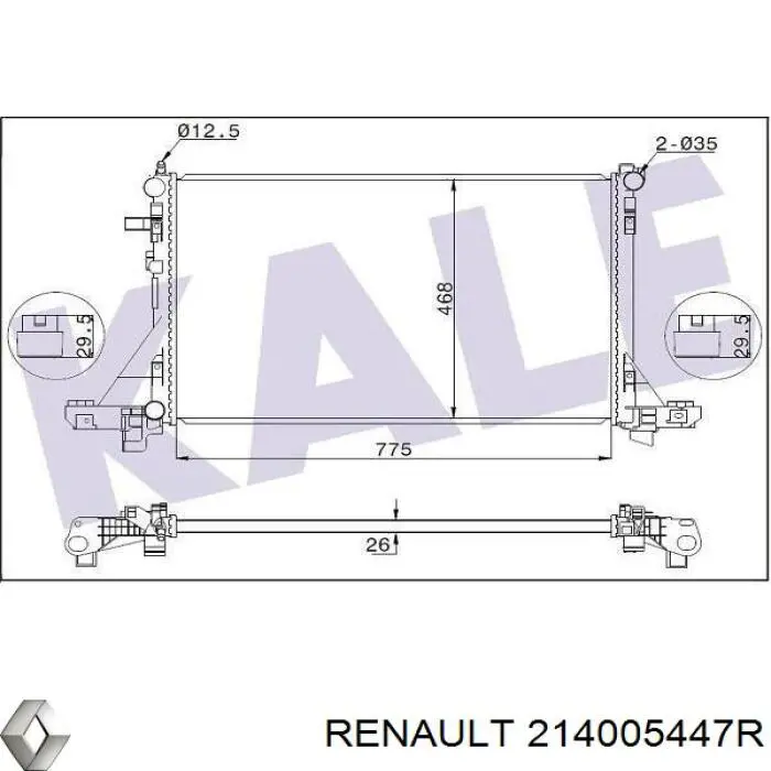 Chłodnica silnika Renault (RVI) 214005447R cena, od 156,06 USD