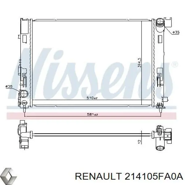 Chłodnica silnika Nissan/Infiniti 214105FA0A cena, od 105,94 USD