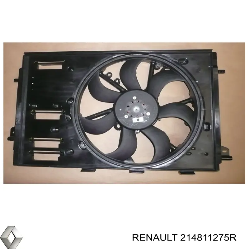 Do koszyka 214811275R Renault (RVI) Dyfuzor chłodnicy, w komplecie z silnikiem i wirnikiem