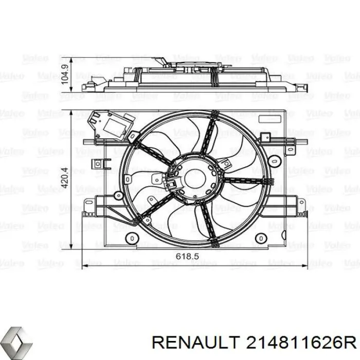 Wentylator elektryczny układu chłodzenia kompletny (silnik+wirnik) Renault (RVI) 214811626R cena, od 129,32 USD