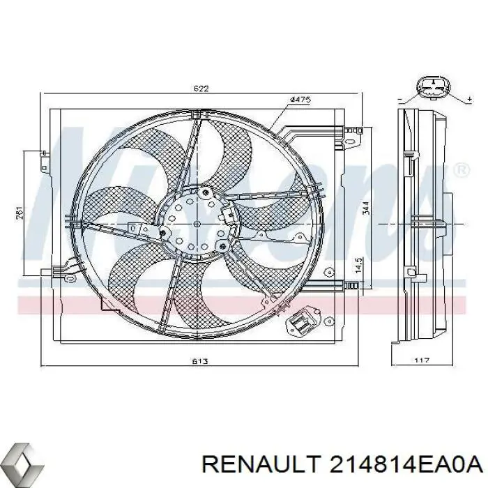 214814EA0A Renault (RVI) Dyfuzor chłodnicy, w komplecie z silnikiem i wirnikiem