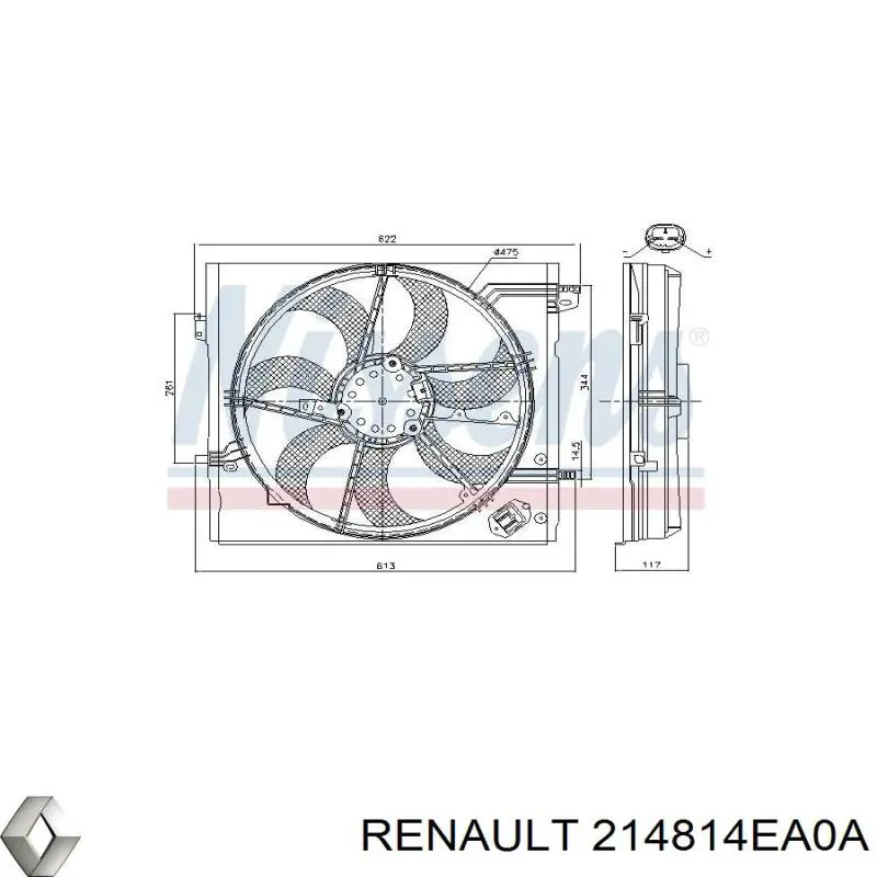 Dyfuzor chłodnicy, w komplecie z silnikiem i wirnikiem Renault (RVI) 214814EA0A cena, od 121,30 USD