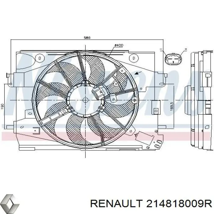 214818009R Renault (RVI) Dyfuzor chłodnicy, w komplecie z silnikiem i wirnikiem