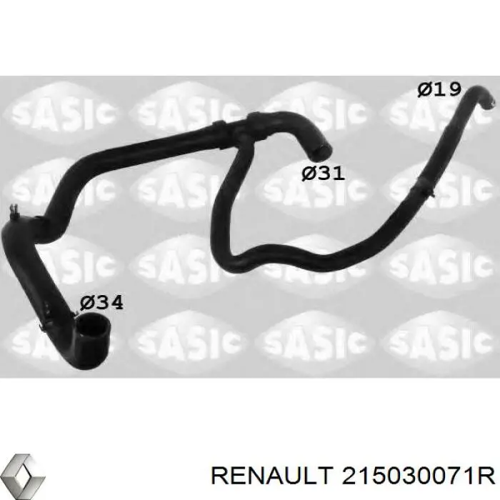 Przewód (króciec) chłodnicy górny Renault (RVI) 215030071R cena, od 17,05 USD