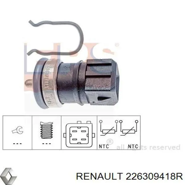 Czujnik temperatury płynu chłodzącego Renault (RVI) 226309418R cena, od 10,80 USD