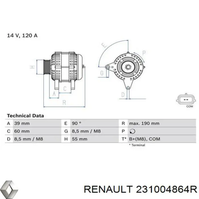 Alternator Renault (RVI) 231004864R cena, od 78,32 USD