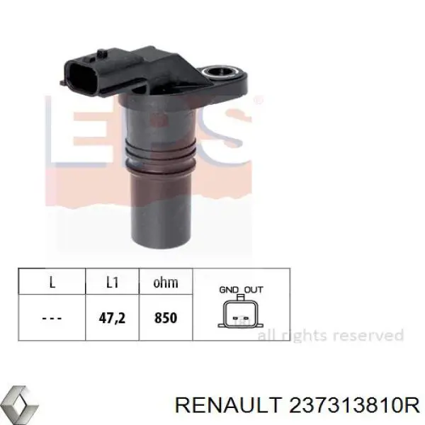 Czujnik położenia wału korbowego Renault (RVI) 237313810R cena, od 15,85 USD