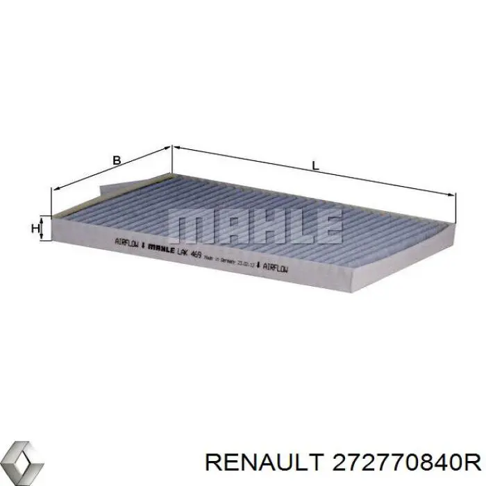 Filtr kabiny Renault (RVI) 272770840R cena, od 10,50 USD