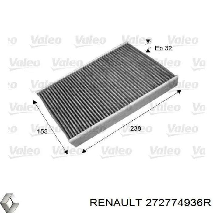 Do koszyka 272774936R Renault (RVI) Filtr kabiny