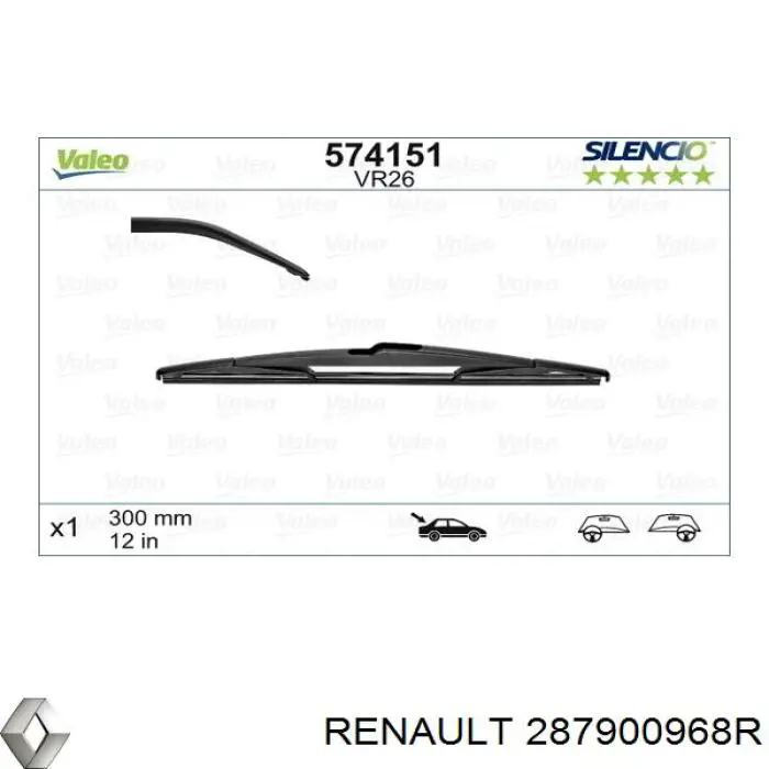 287900968R Renault (RVI) Pióro wycieraczki szyby tylnej