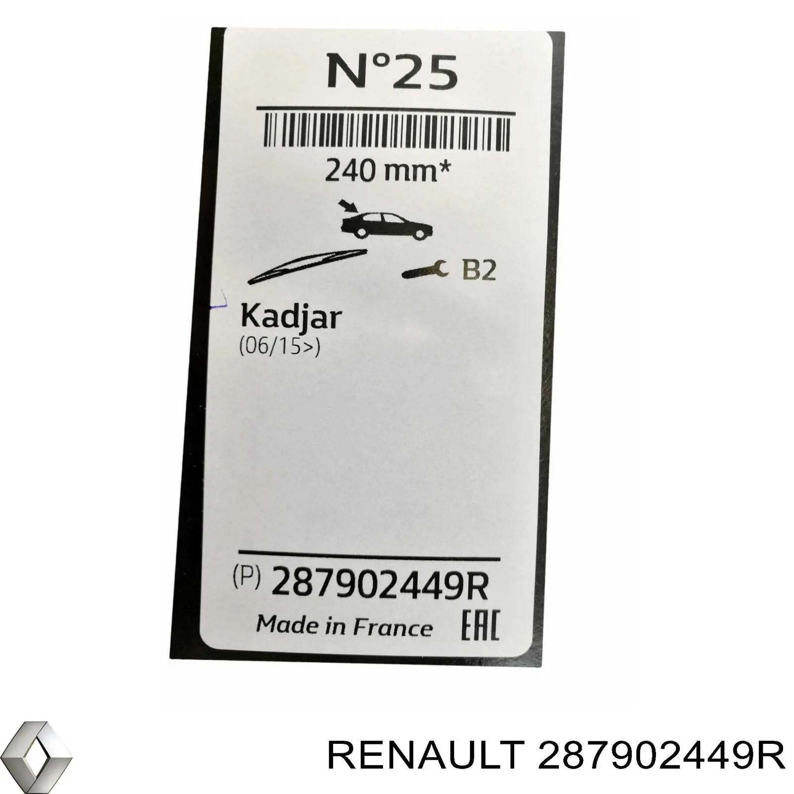 Do koszyka 287902449R Renault (RVI) Pióro wycieraczki szyby tylnej