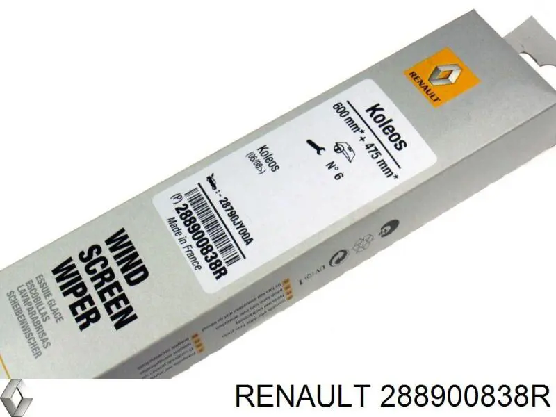 Do koszyka 288900838R Renault (RVI) Pióro wycieraczki szyby przedniej, zestaw (2 szt.)
