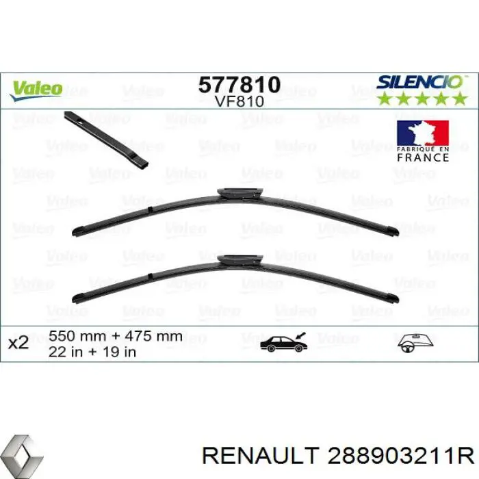 288903211R Renault (RVI) Pióro wycieraczki szyby przedniej pasażera