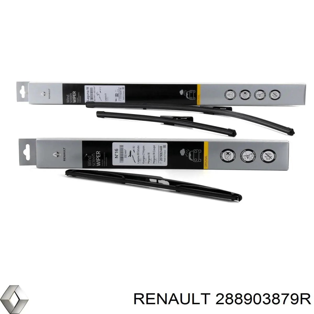 Do koszyka 288903879R Renault (RVI) Pióro wycieraczki szyby przedniej, zestaw (2 szt.)