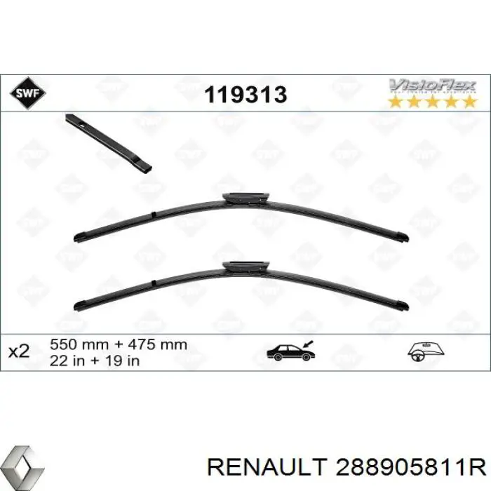288905811R Renault (RVI) Pióro wycieraczki szyby przedniej pasażera