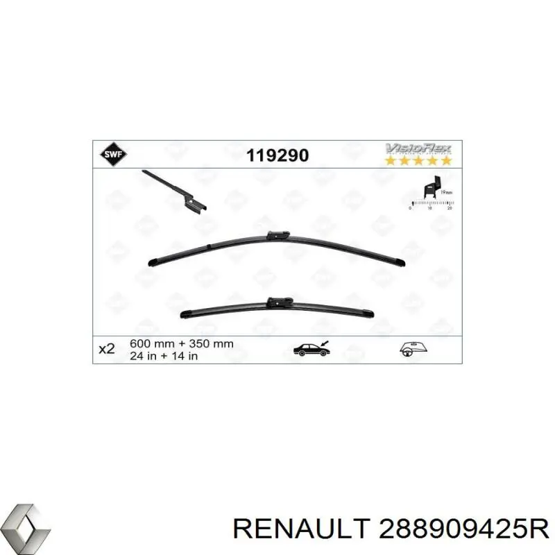 Do koszyka 288909425R Renault (RVI) Pióro wycieraczki szyby przedniej kierowcy