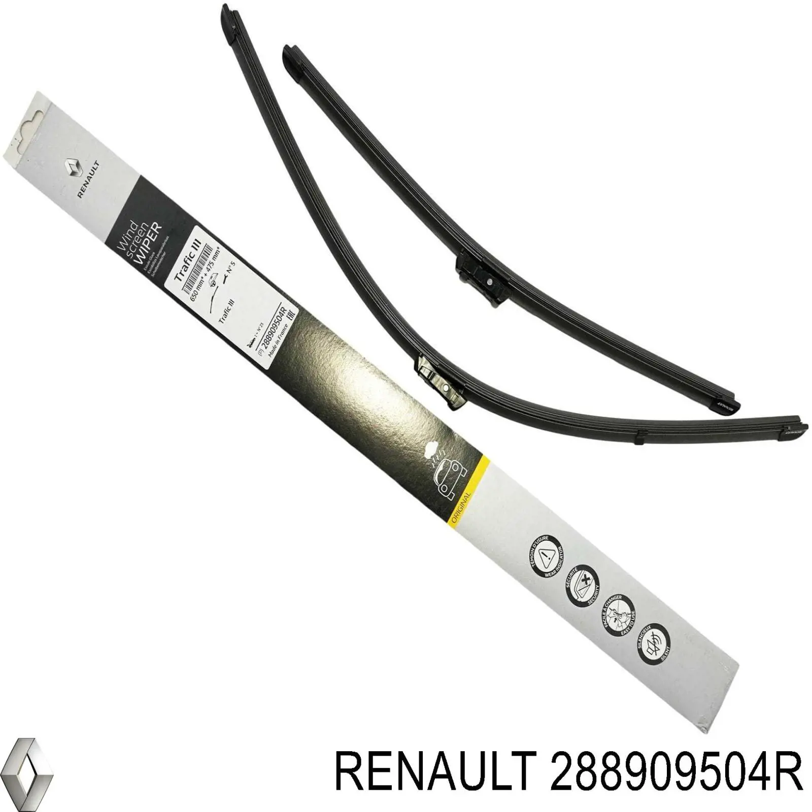 Do koszyka 288909504R Renault (RVI) Pióro wycieraczki szyby przedniej, zestaw (2 szt.)