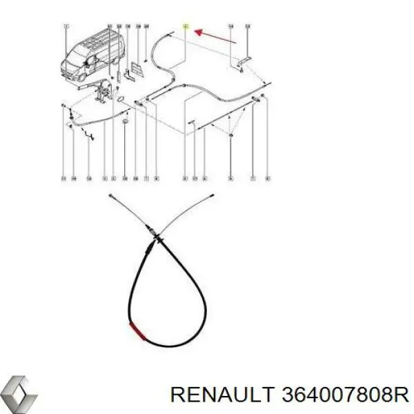 Linka hamulca ręcznego tylna prawa/lewa Renault (RVI) 364007808R cena, od 17,12 USD