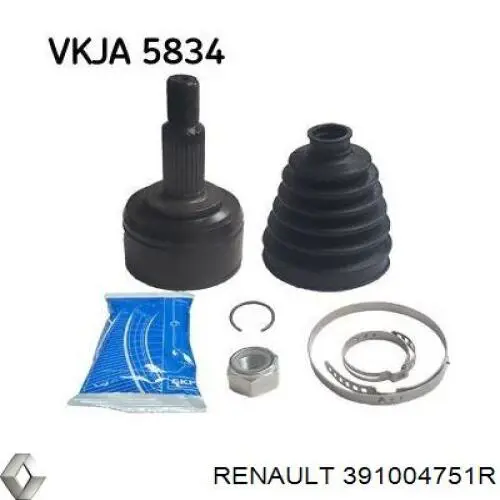 Do koszyka 391004751R Renault (RVI) Półoś napędowa przednia prawa