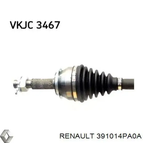 Półoś napędowa przednia lewa Renault (RVI) 391014PA0A