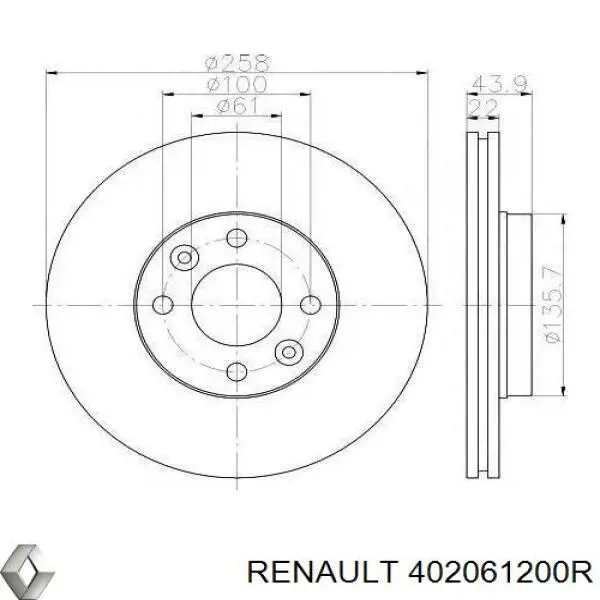 Do koszyka 402061200R Renault (RVI) Tarcza hamulcowa przednia