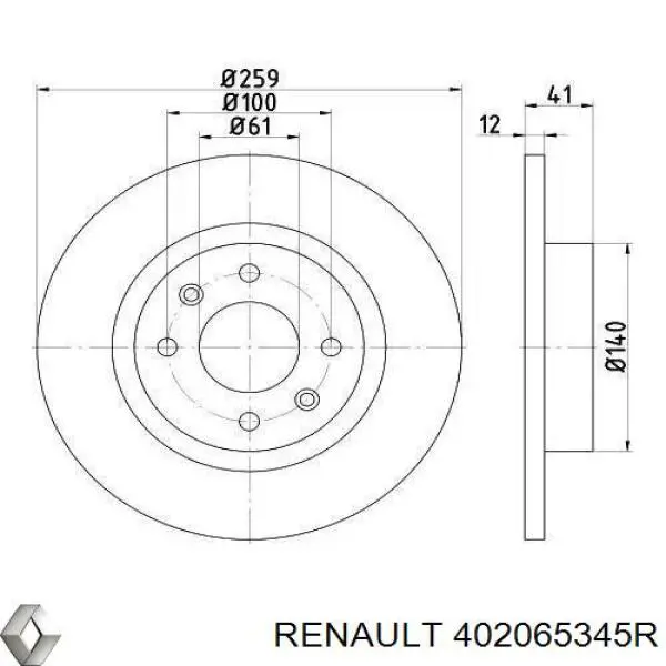 402065345R Renault (RVI) Tarcza hamulcowa przednia
