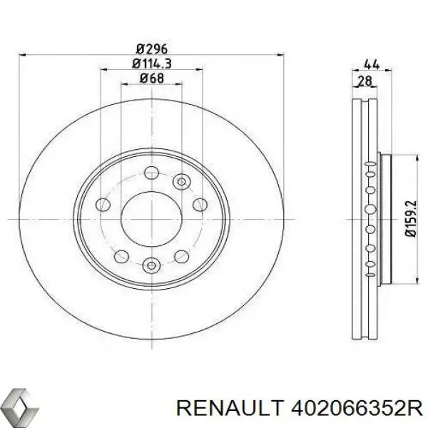 402066352R Renault (RVI) Tarcza hamulcowa przednia