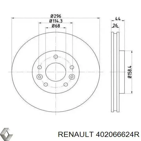 402066624R Renault (RVI) Tarcza hamulcowa przednia