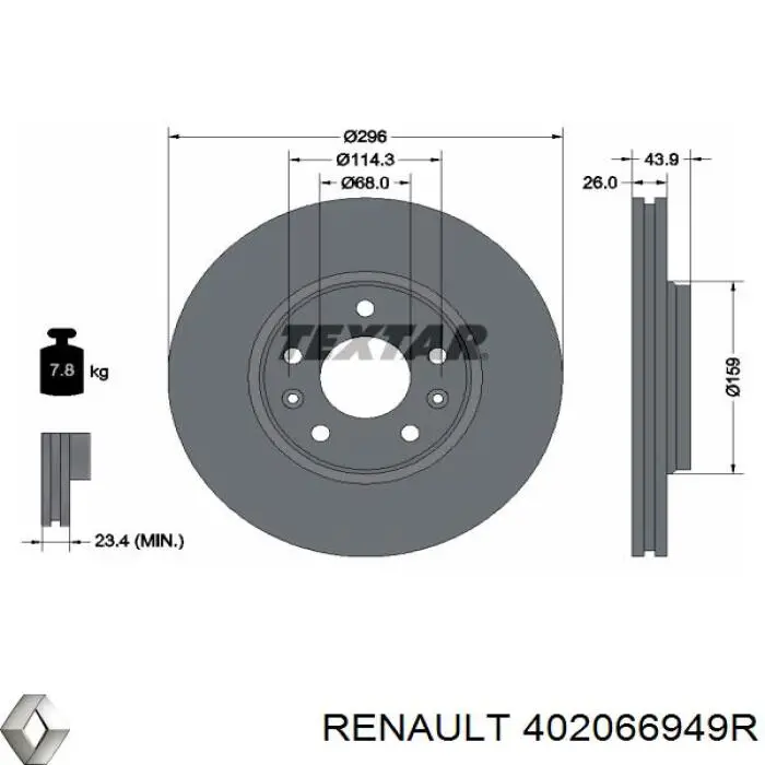 Do koszyka 402066949R Renault (RVI) Tarcza hamulcowa przednia