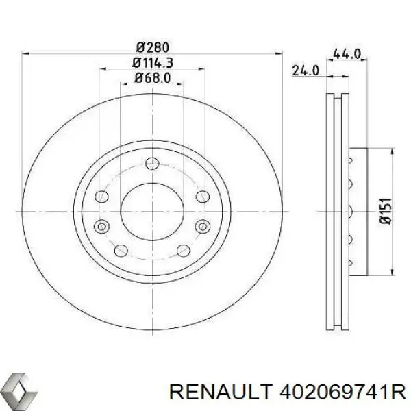 402069741R Renault (RVI) Tarcza hamulcowa przednia