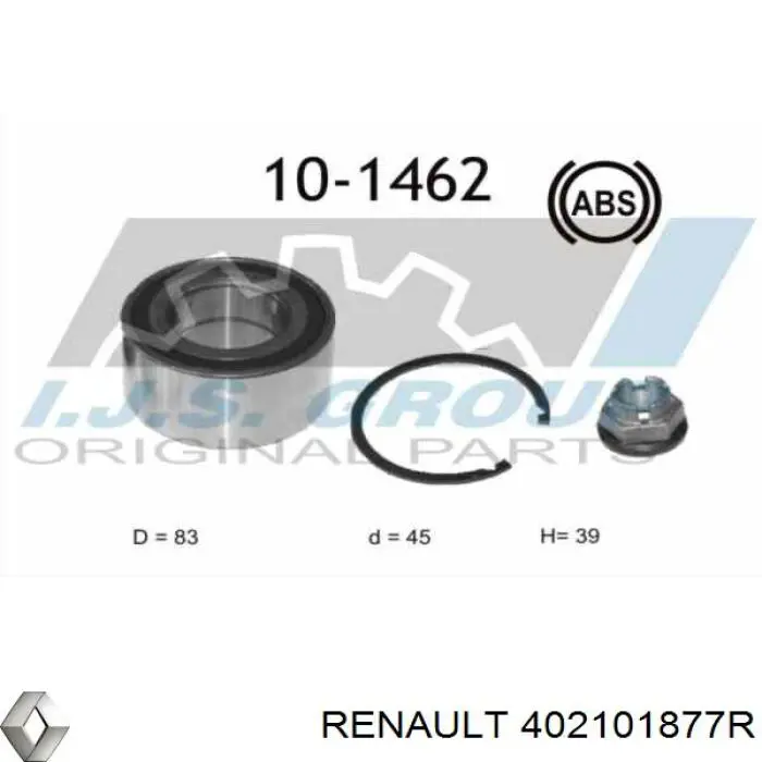 402101877R Renault (RVI) Łożysko piasty przedniej