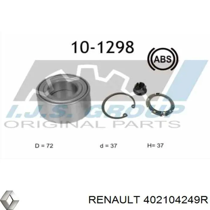 Do koszyka 402104249R Renault (RVI) Łożysko piasty przedniej