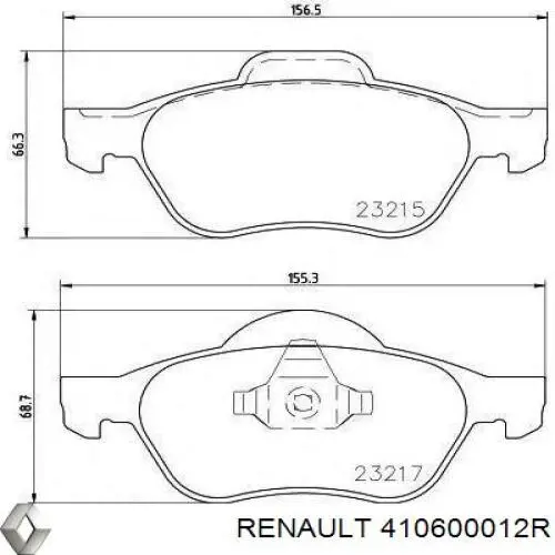 Do koszyka 410600012R Renault (RVI) Klocki hamulcowe przednie tarczowe