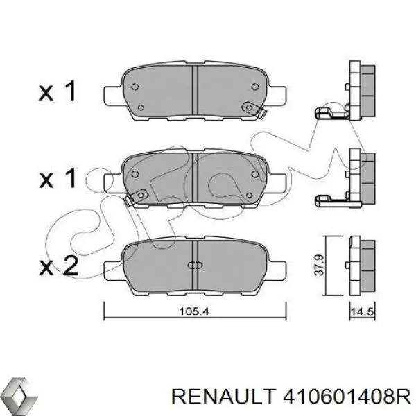 Okładziny (klocki) do hamulców tarczowych tylne Renault (RVI) 410601408R cena, od 25,41 USD