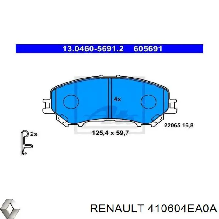 410604EA0A Renault (RVI) Klocki hamulcowe przednie tarczowe