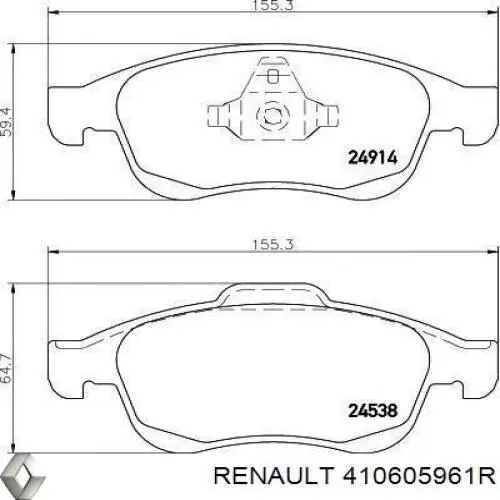 410605961R Renault (RVI) Klocki hamulcowe przednie tarczowe