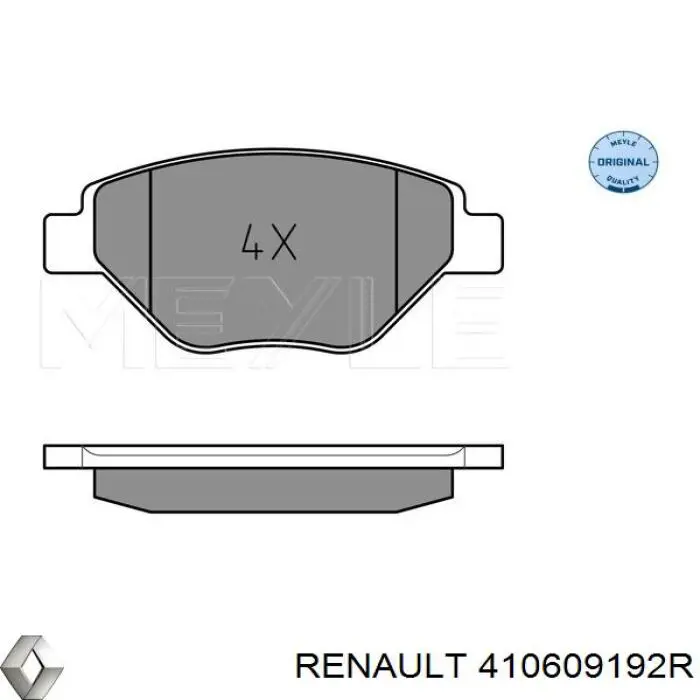 Do koszyka 410609192R Renault (RVI) Klocki hamulcowe przednie tarczowe