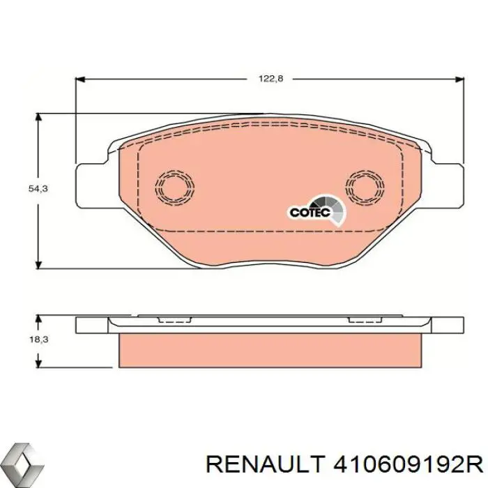 Do koszyka 410609192R Renault (RVI) Klocki hamulcowe przednie tarczowe