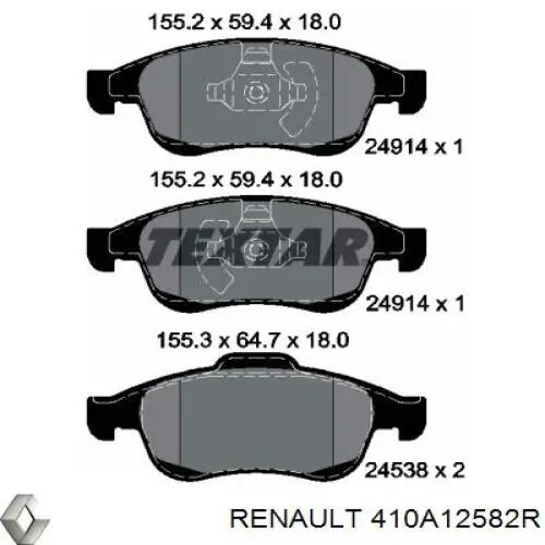 410A12582R Renault (RVI) Klocki hamulcowe przednie tarczowe