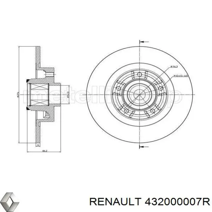 Do koszyka 432000007R Renault (RVI) Tarcza hamulcowa tylna