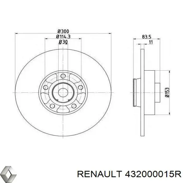 432000015R Renault (RVI) Tarcza hamulcowa tylna