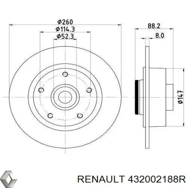 432002188R Renault (RVI) Tarcza hamulcowa tylna