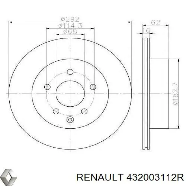 432003112R Renault (RVI) tarcza hamulcowa tylna