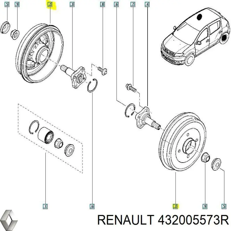 Bęben hamulcowy tylny Renault (RVI) 432005573R cena, od 46,01 USD
