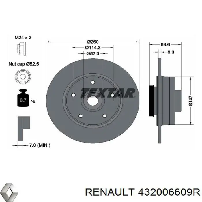 Do koszyka 432006609R Renault (RVI) Tarcza hamulcowa tylna