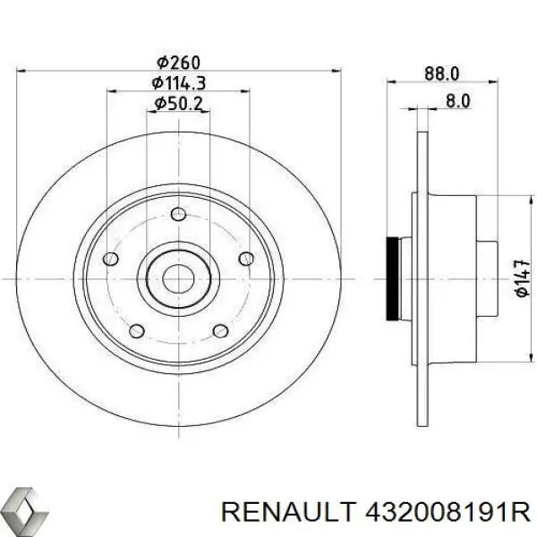 432008191R Renault (RVI) Tarcza hamulcowa tylna