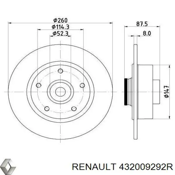 Tarcza hamulcowa tylna Renault (RVI) 432009292R cena, od 95,33 USD