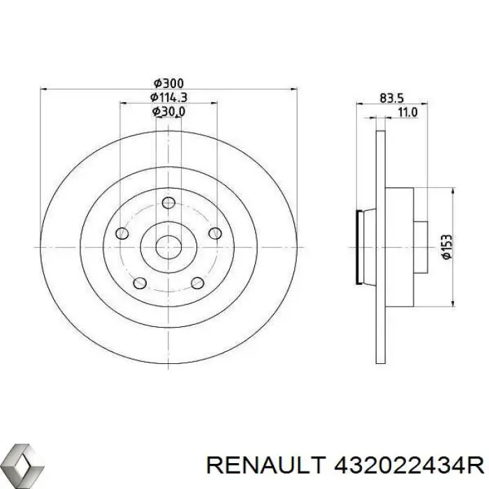 432022434R Renault (RVI) Tarcza hamulcowa tylna
