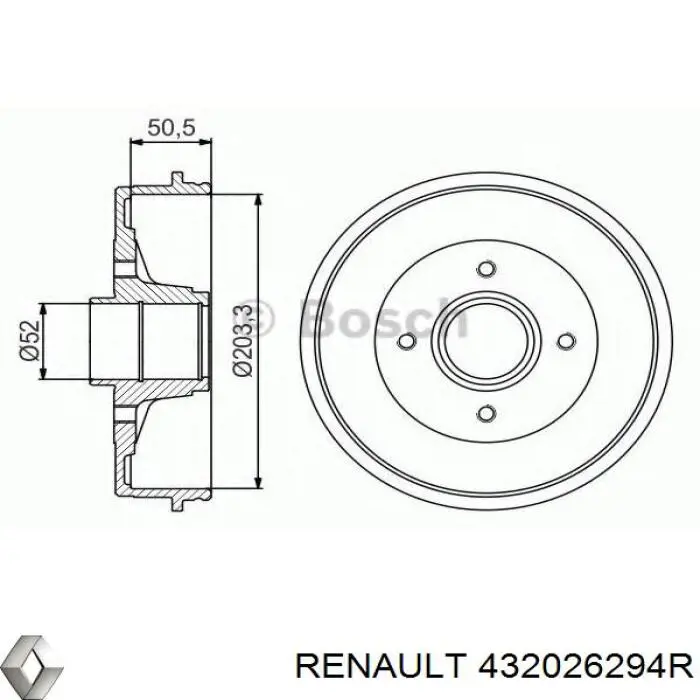 432026294R Renault (RVI) Bęben hamulcowy tylny